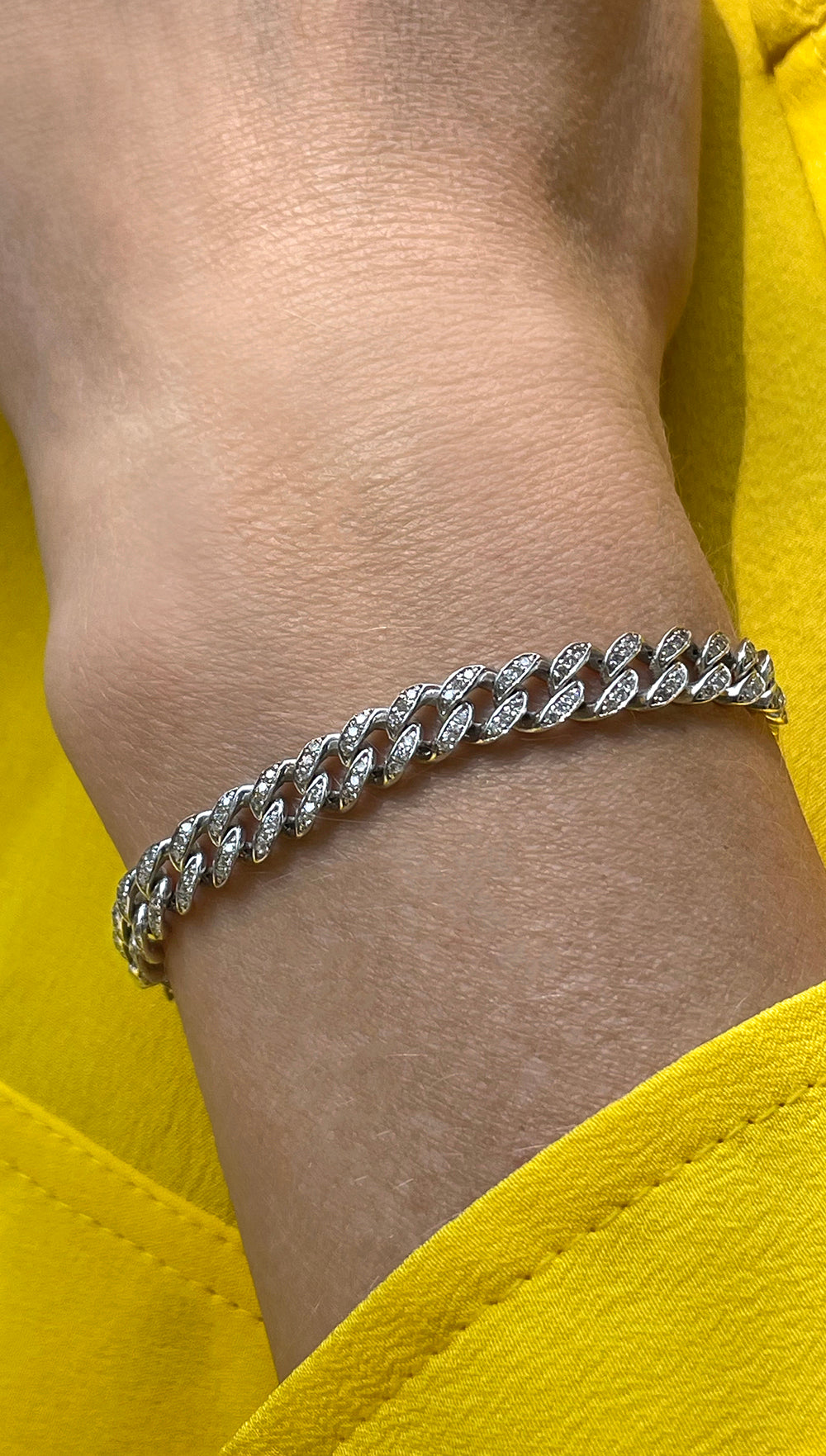 Cuban Link Choker Bracelet 14k White Gold