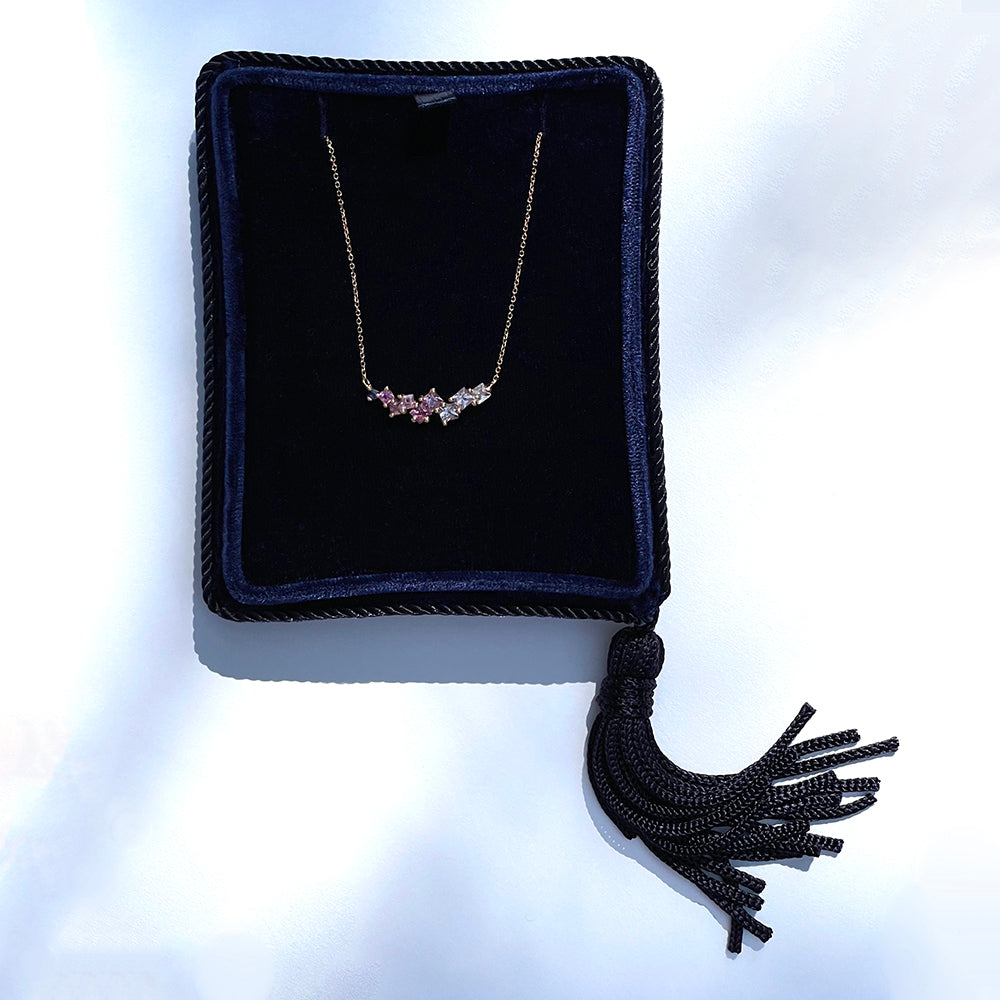 Bonnie – 18K Rose Gold Princess Cut Sapphire Necklace