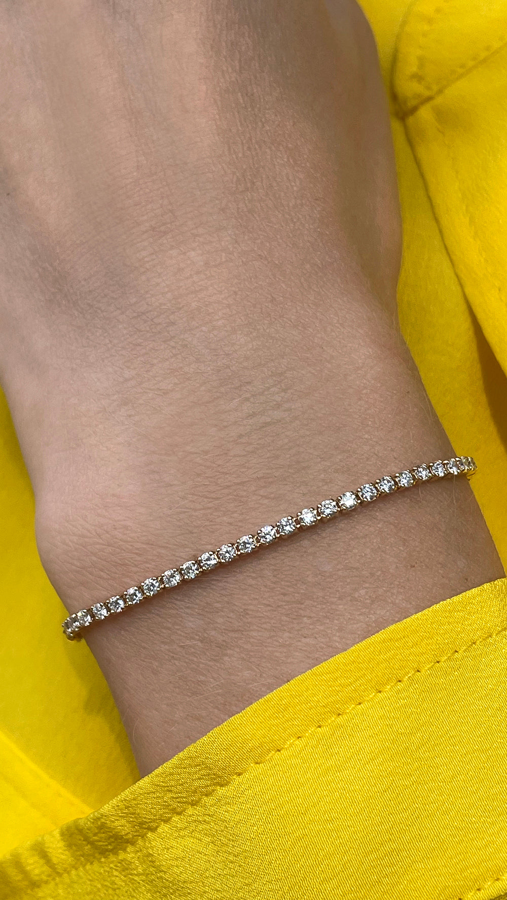 Yellow Gold and Diamond Half Way Around Diamond Tennis Bracelet