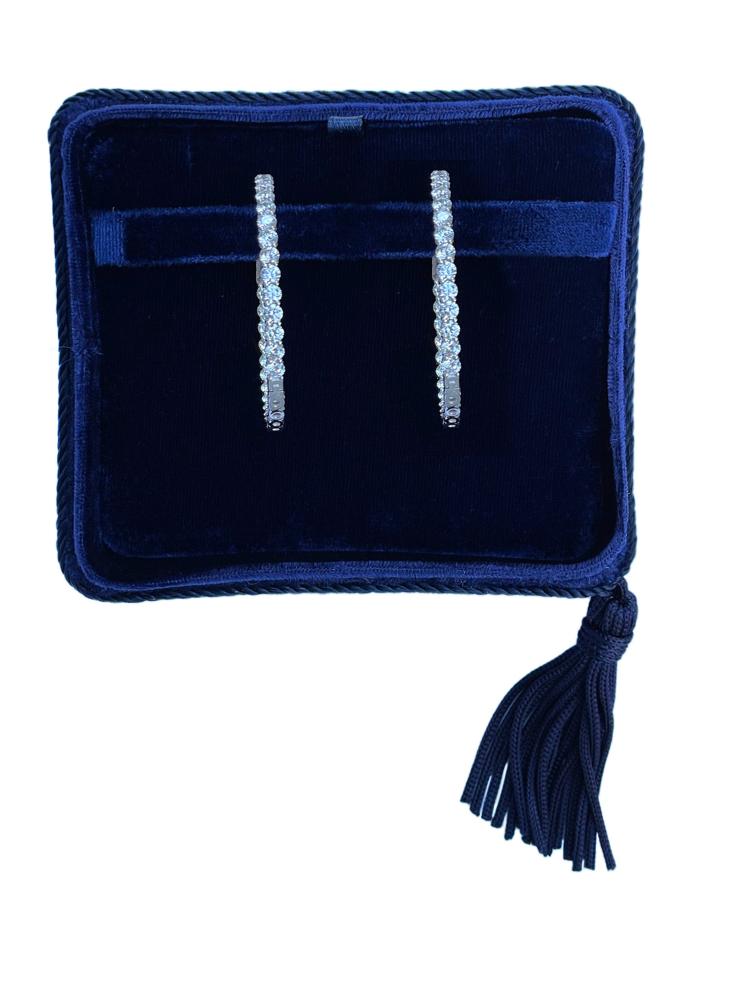 18K White Gold 10.03 Carat Inside-Out Diamond Hoop Earrings