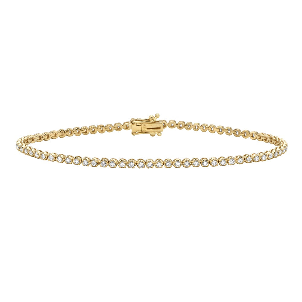 14K Yellow Gold Diamond Bezel Tennis Bracelet – 0.99 TCW