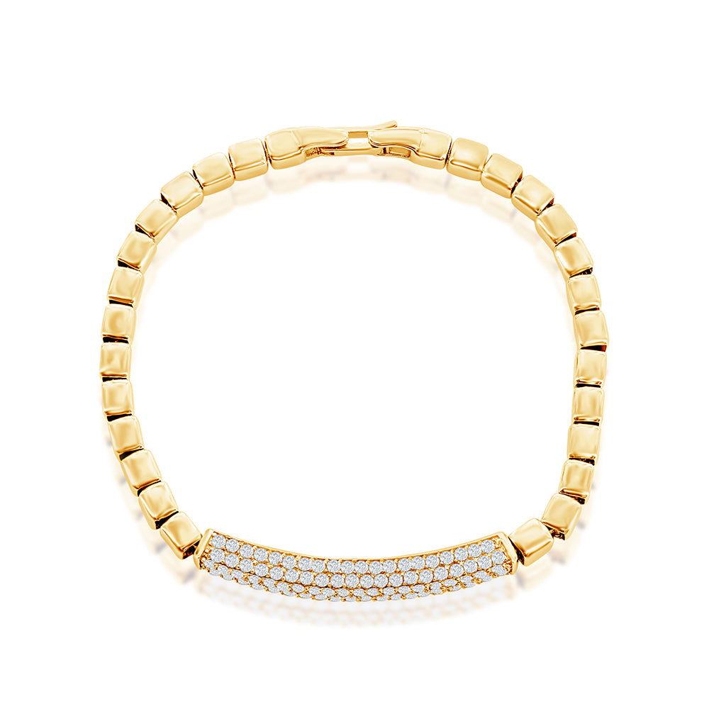 14K Yellow Gold Diamond Bar Link Bracelet – 2.06 TCW