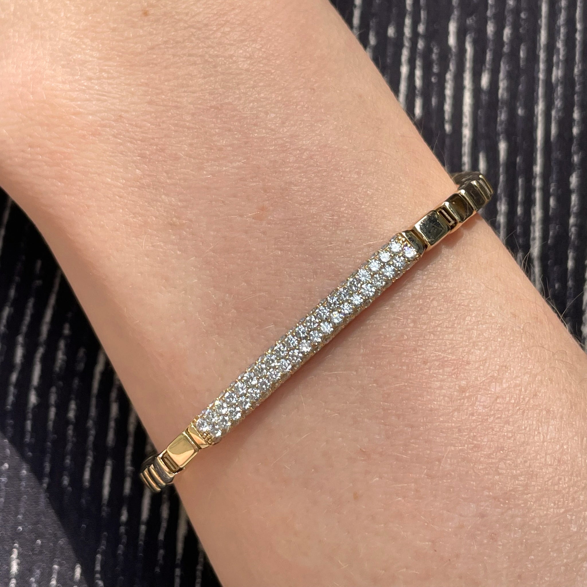14K Yellow Gold Diamond Bar Link Bracelet – 2.06 TCW