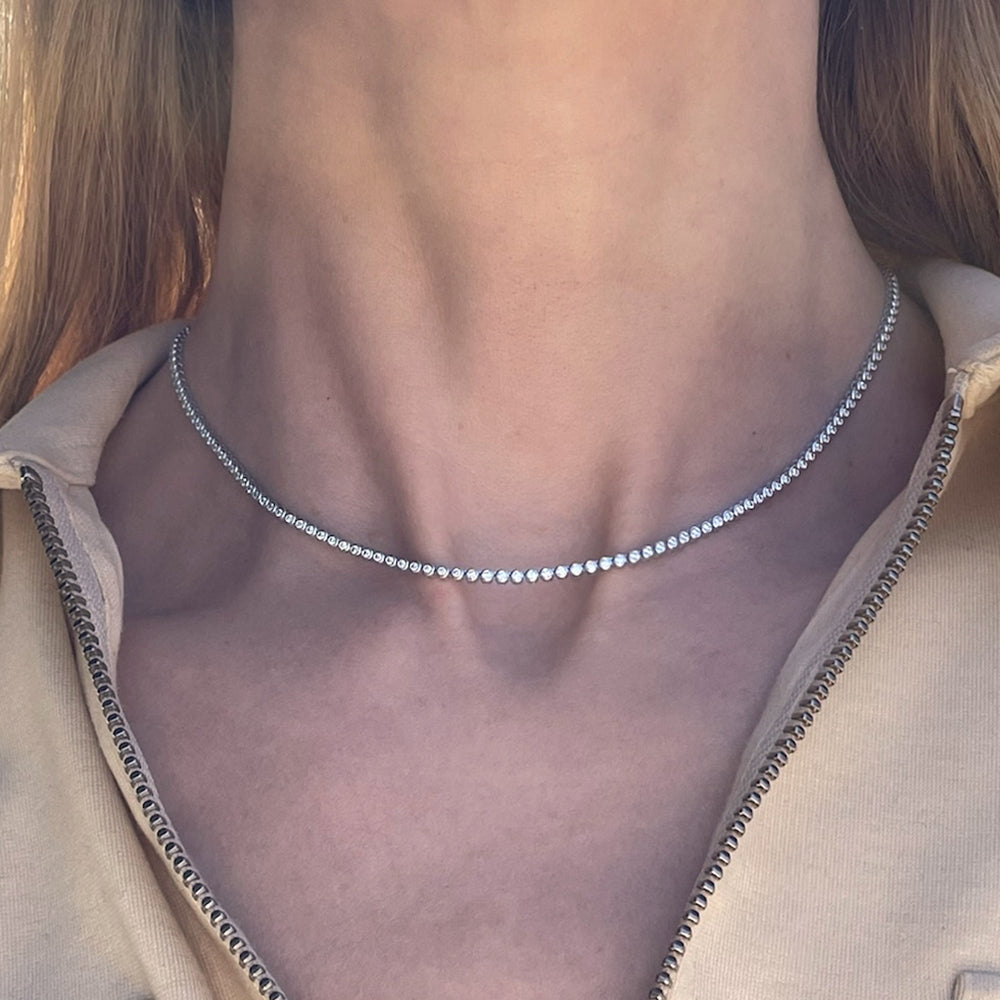 Bezel_Diamond_Tennis_Necklace_-_1.88_Total_Carat_Weight_18K_White_Gold_Model - Marisa Perry