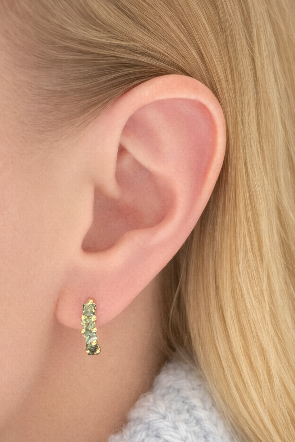 14K Yellow Gold Green Sapphire Climbing Earring – One-of-a-Kind by Jayne Moore