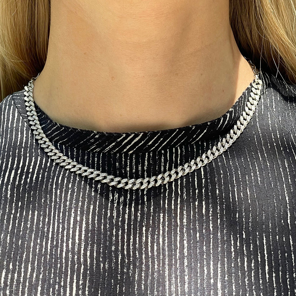 Cuban Link Diamond Choker Necklace | 14K Yellow Gold or White Gold