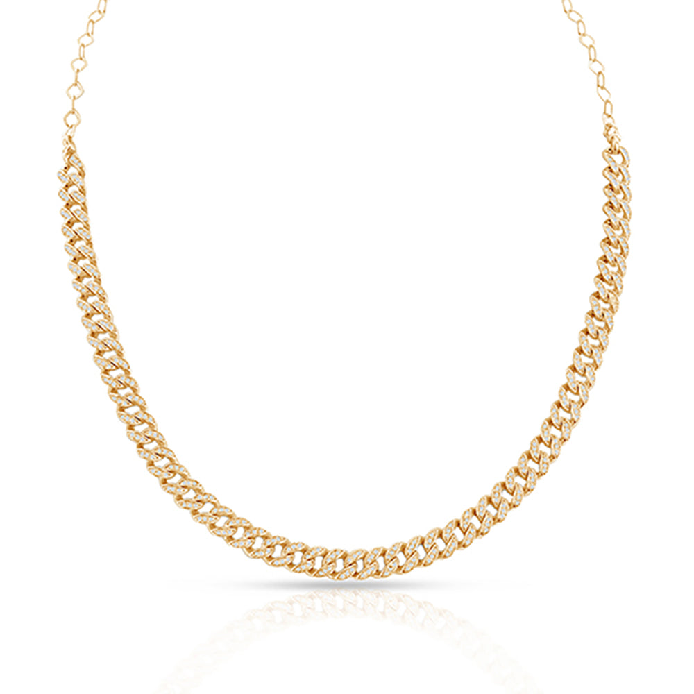 Cuban Link Diamond Choker Necklace | 14K Yellow Gold or White Gold