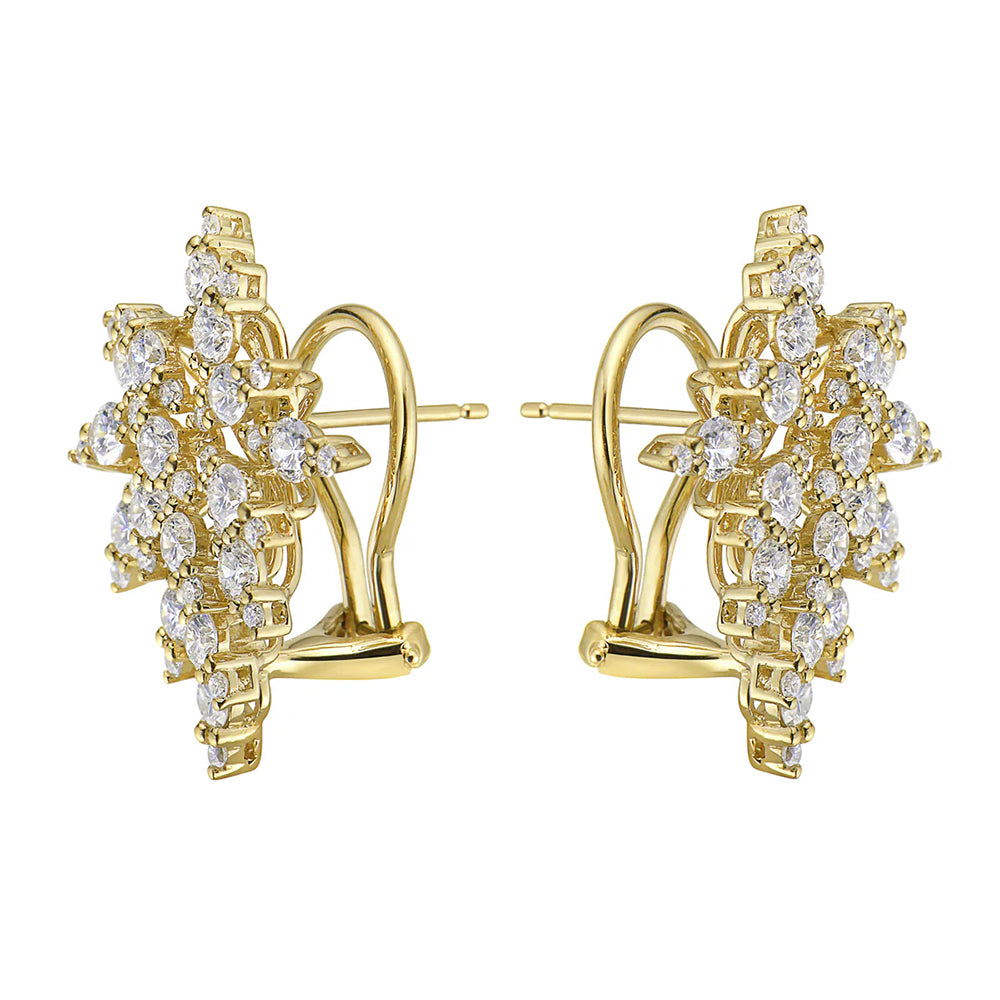 18K Yellow Gold Diamond Cluster Earrings