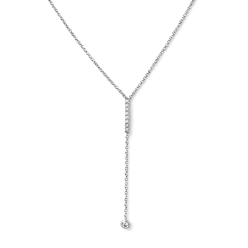 14K White Gold Diamond Y-Necklace, 0.14 TCW