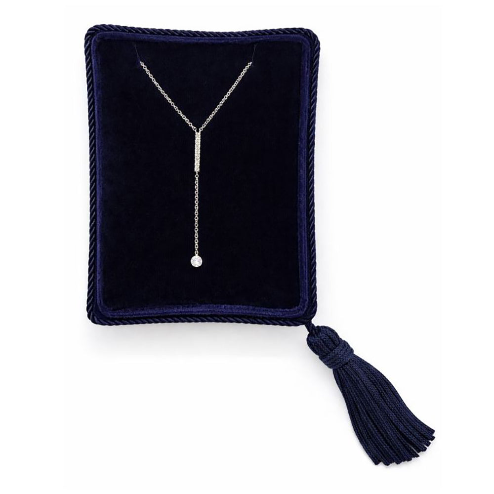 14K White Gold Diamond Y-Necklace, 0.14 TCW