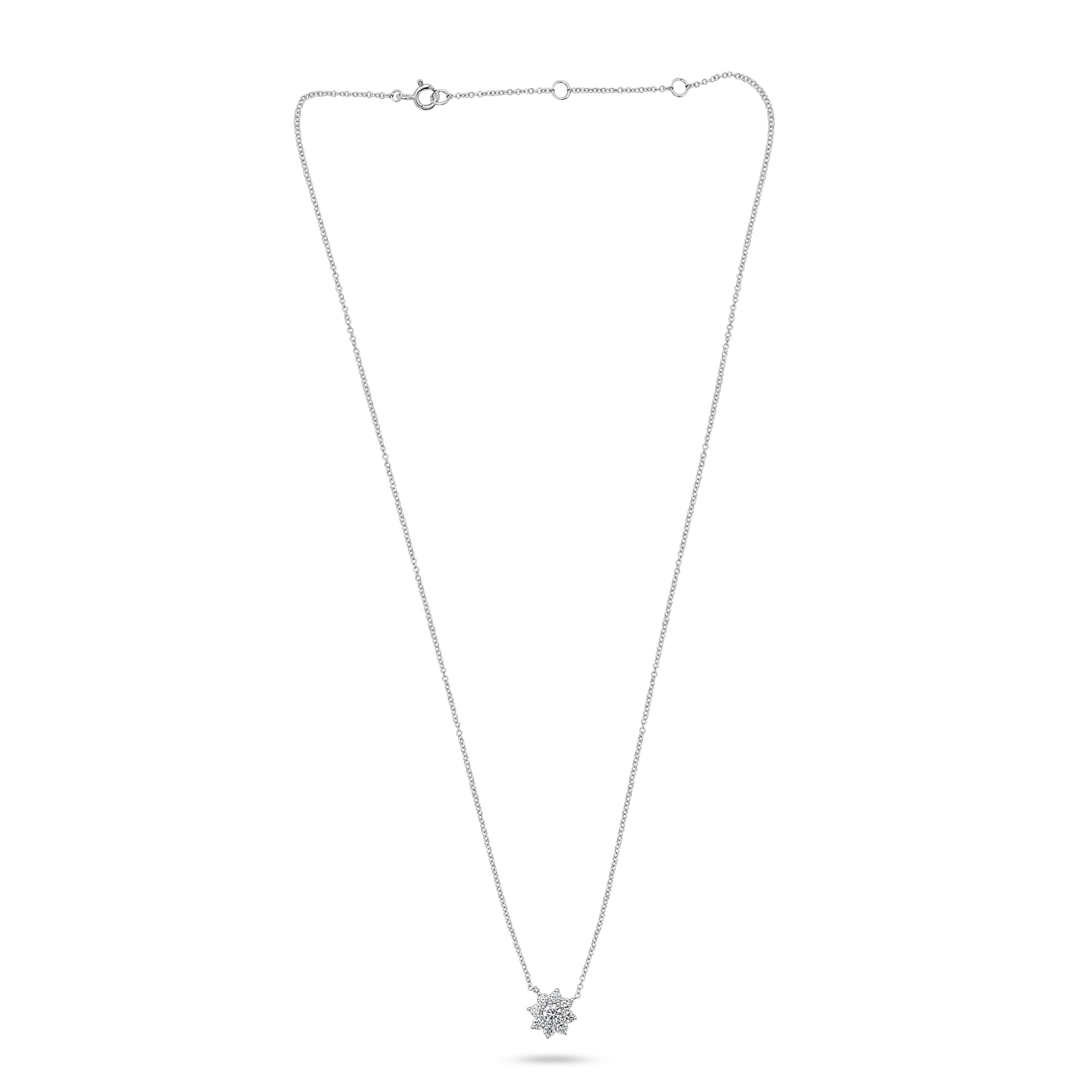 Diamond Cluster Pendant Necklace | 14K White Gold