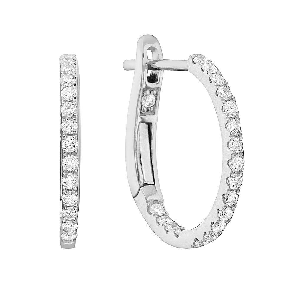 Inside-Out Diamond Hoop Earrings in 14K White Gold with 38 Round Brilliant-Cut Diamonds, 0.31 Carat Total Weight, 5/8 Inch Diameter