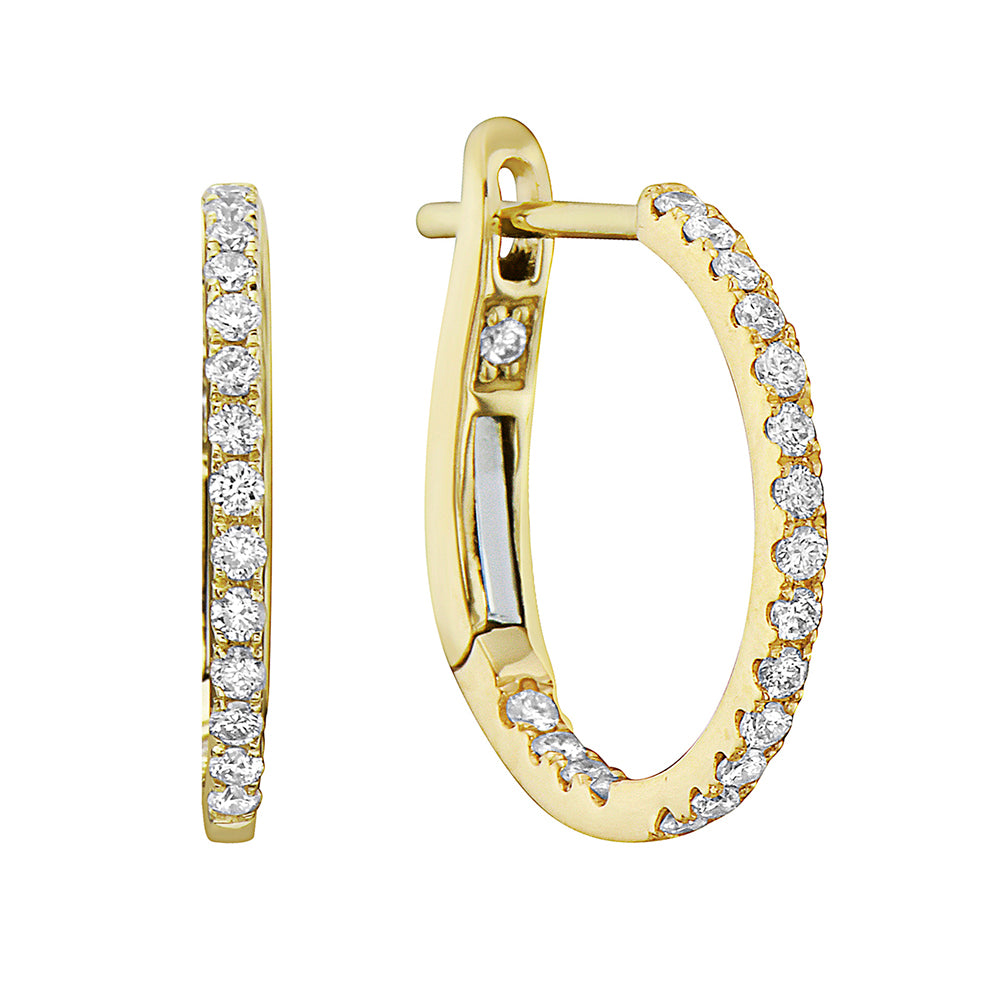 Inside-Out Diamond Hoop Earrings in 14K Yellow Gold with 38 Round Brilliant-Cut Diamonds, 0.31 Carat Total Weight, 5/8 Inch Diameter