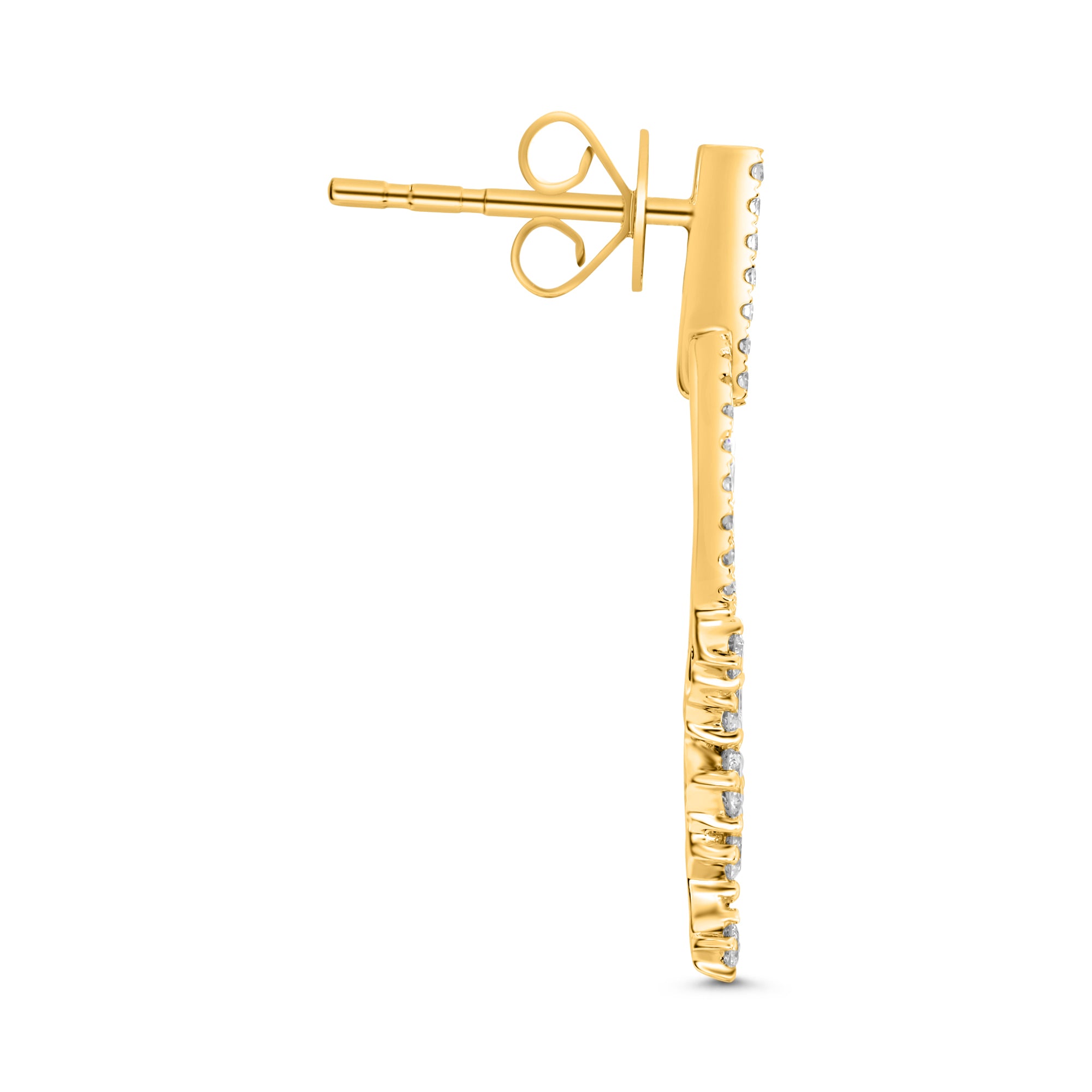 14K Yellow Gold Diamond Circle Drop Earrings (0.43 Carats)