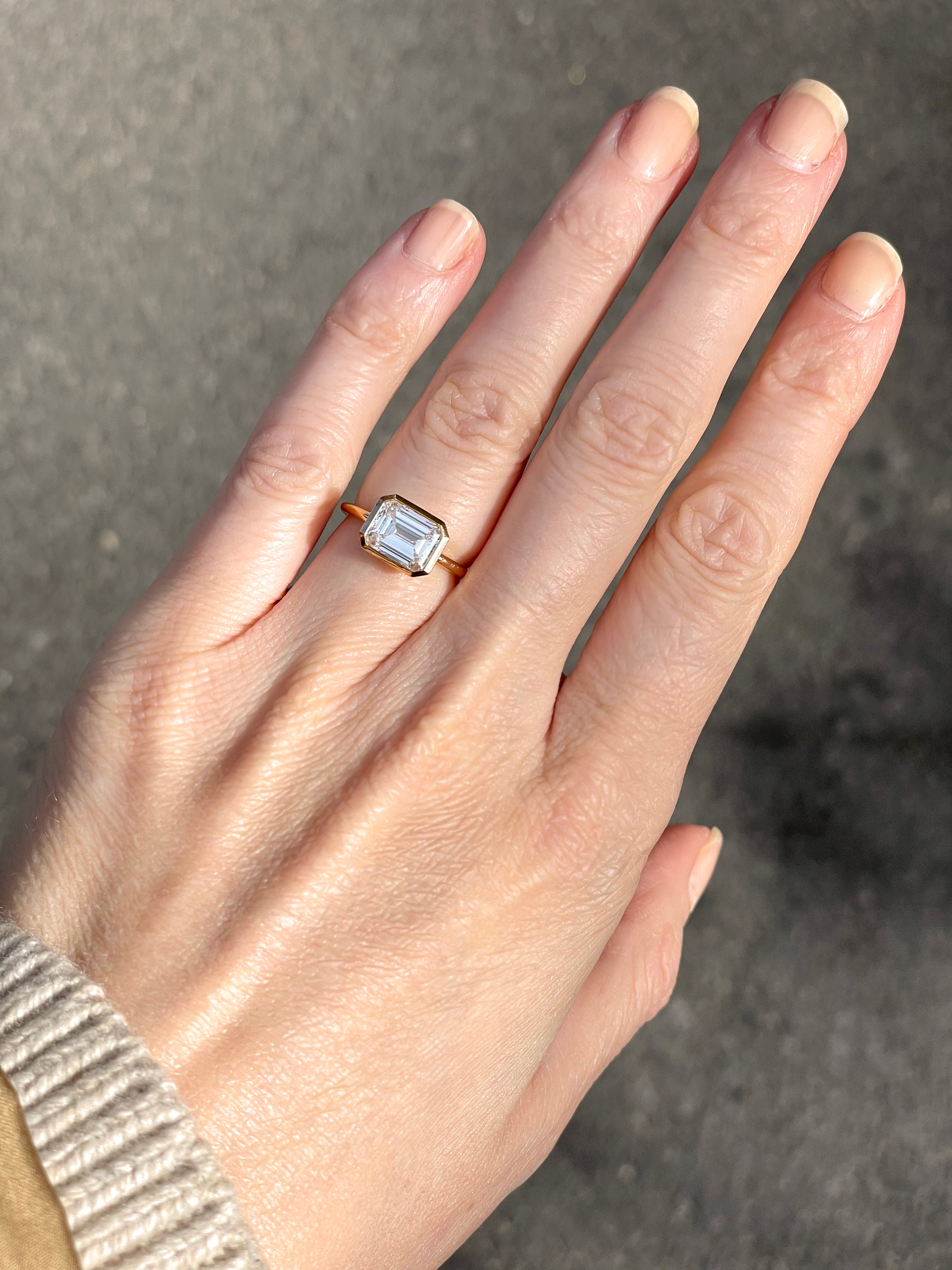 Emerald Cut East West Setting 18k Rose Gold | Marisa Perry by Douglas Elliott