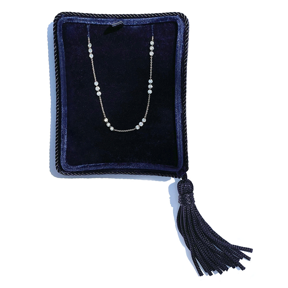 Delicate White Gold Floating Threaded Diamond Necklace