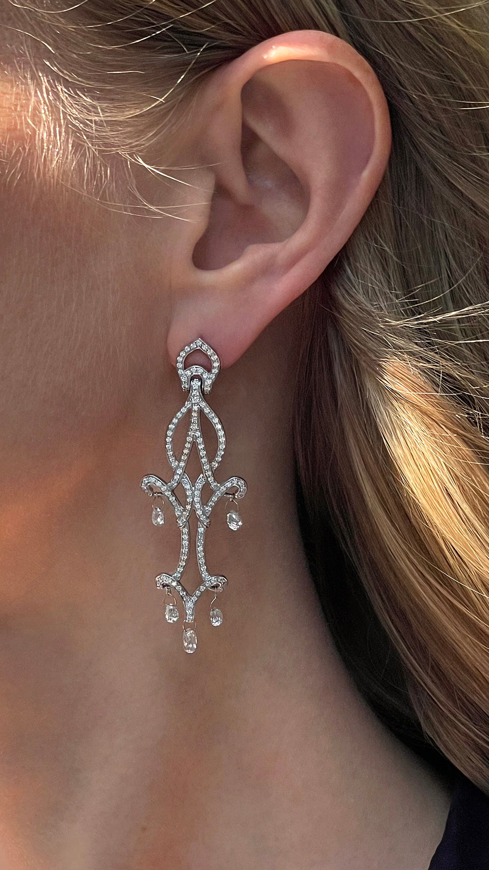 Platinum and Diamond Princess Chandelier Earrings