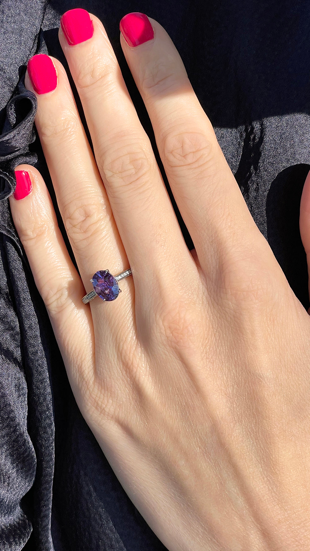 Purple Sapphire Ring in our Platinum and Diamond Royal Setting | Marisa Perry by Douglas Elliott