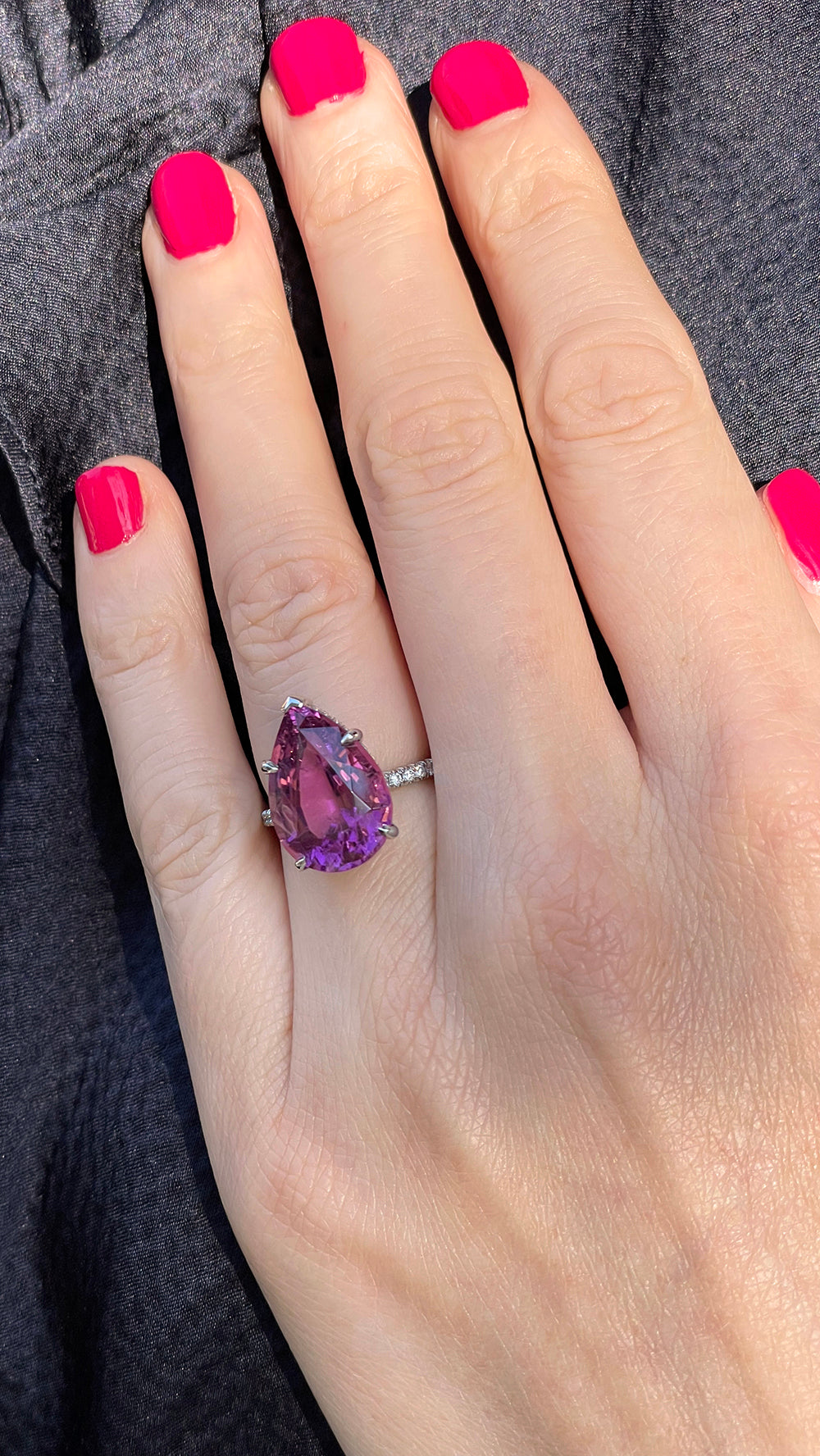 7.98 carat Pear Shape Lilac Tourmaline Katherine Ring | Marisa Perry by Douglas Elliott