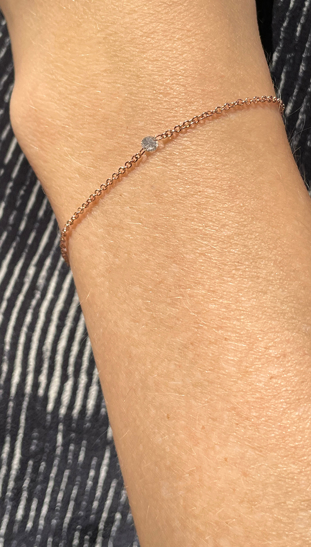 Rose Gold Threaded Diamond Solitaire Bracelet