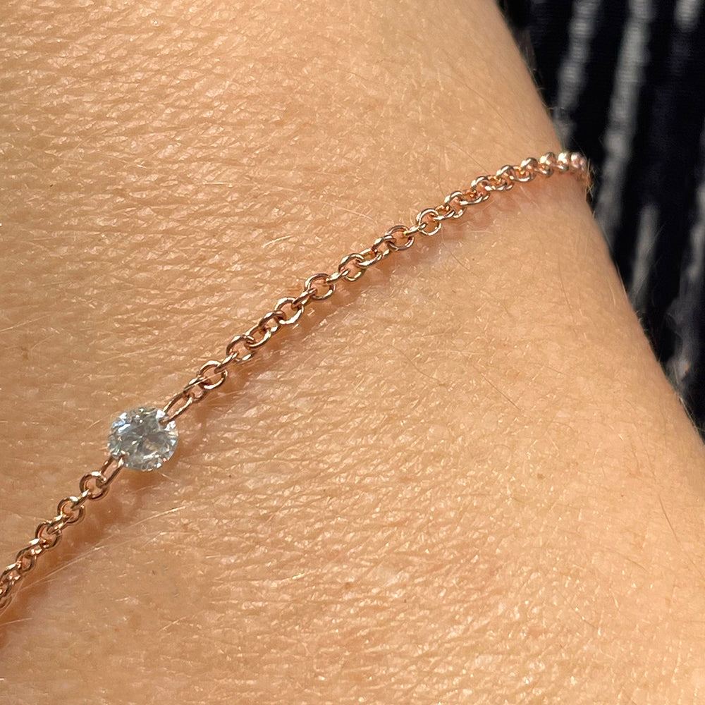 Rose Gold Threaded Diamond Solitaire Bracelet