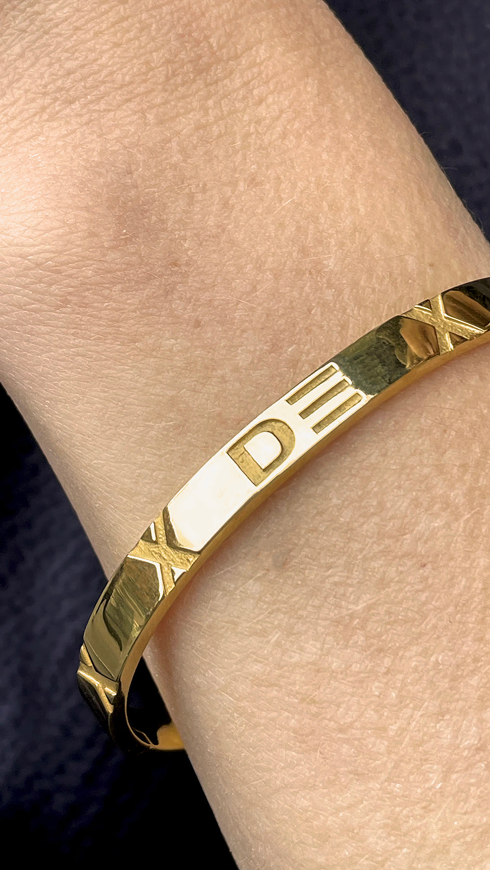 The X Collection Gold Bangle Bracelet Custom With Your Initials