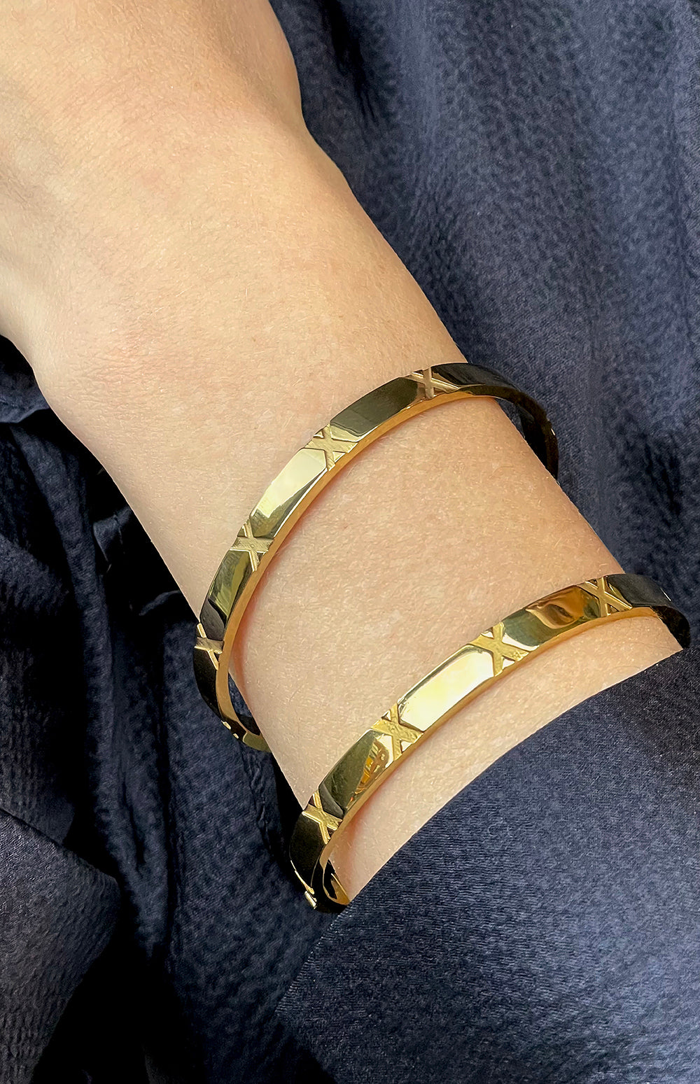 The X Collection Gold Bangle Bracelet Custom With Your Initials