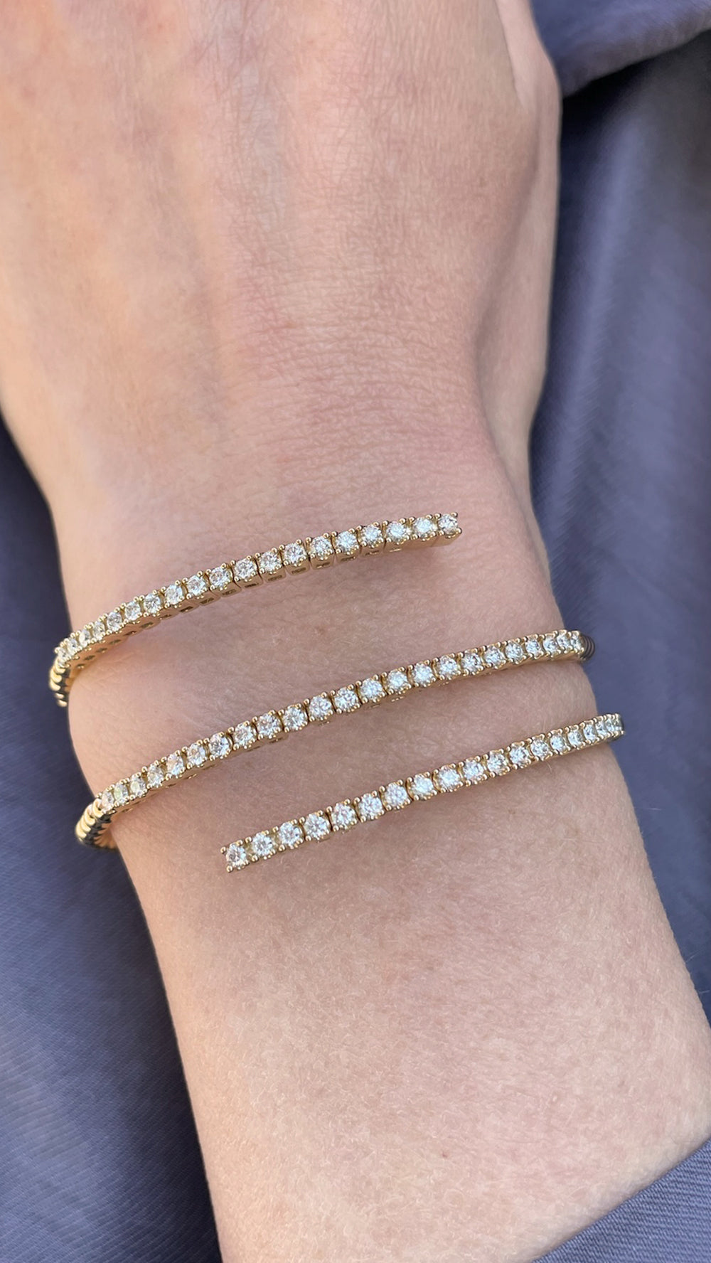 18K Yellow Gold Diamond Flexible Wrap Bangle – 1.70 TCW