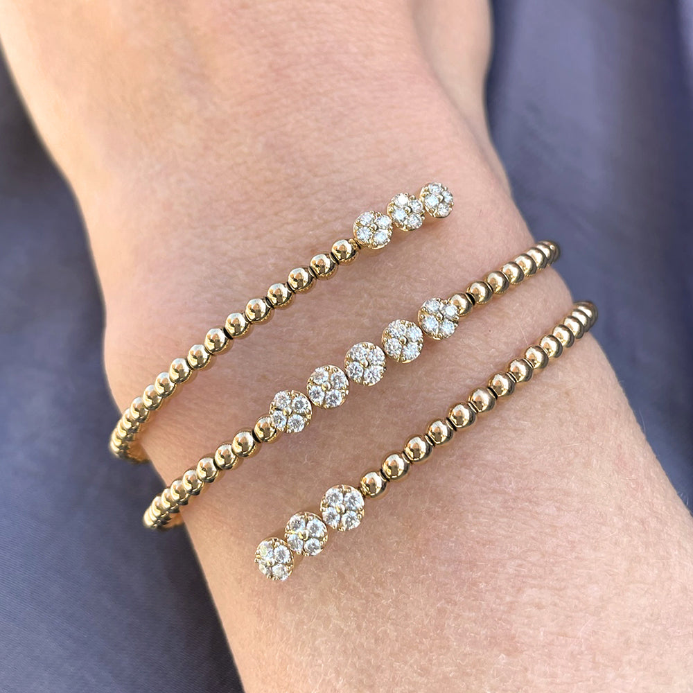 18K Yellow Gold Diamond Flexible Wrap Bangle – 0.75 TCW