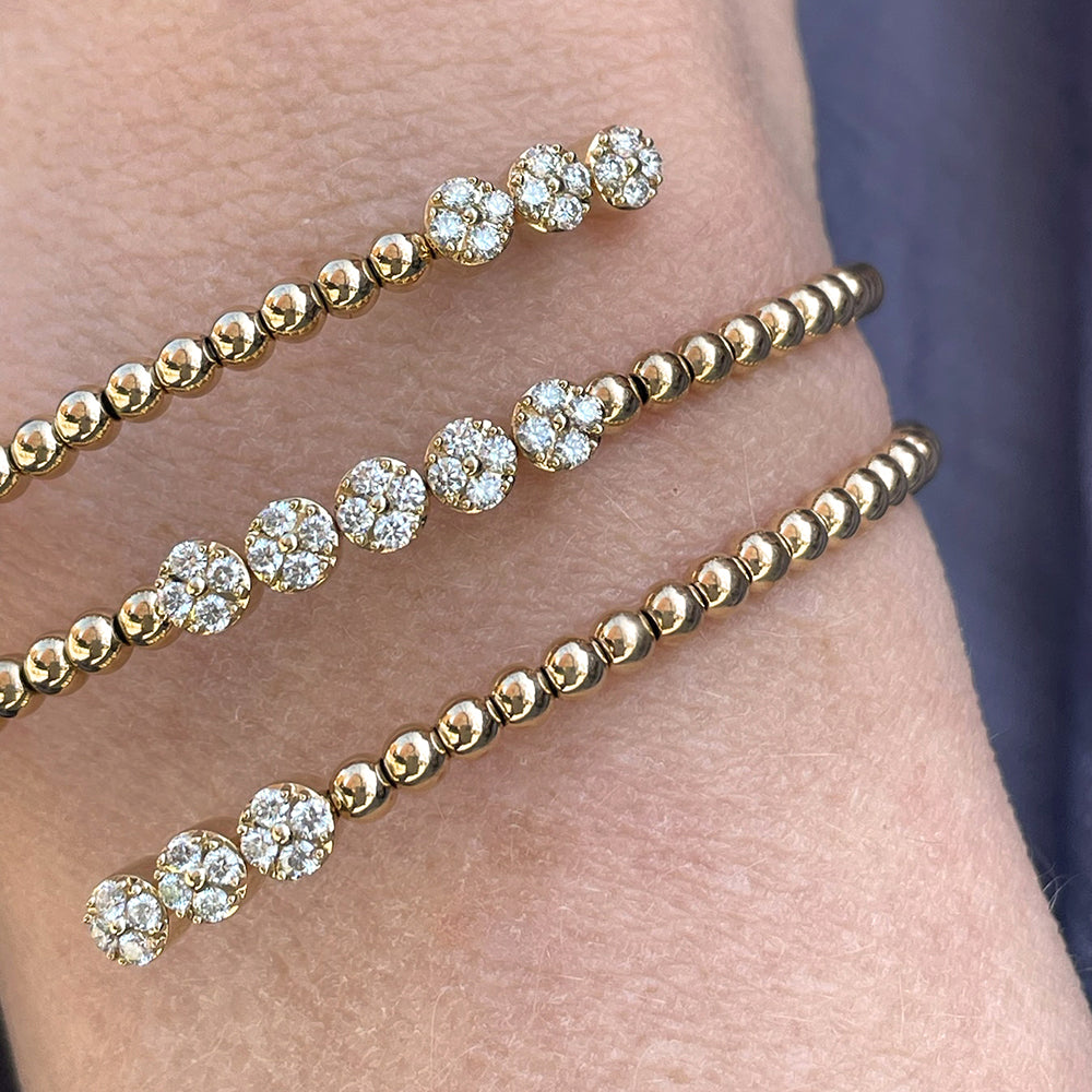18K Yellow Gold Diamond Flexible Wrap Bangle – 0.75 TCW