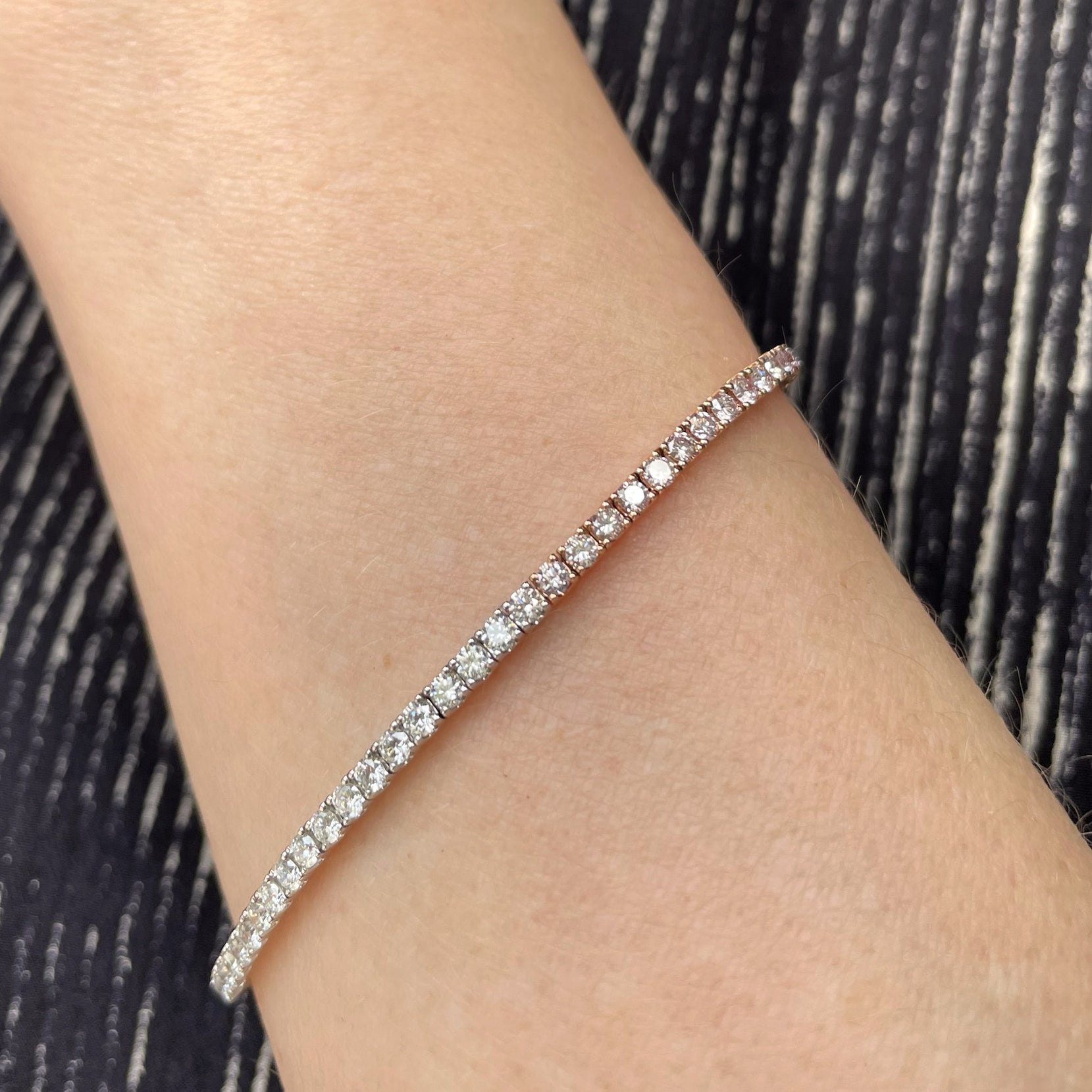 18K White & Rose Gold White and Pink Diamond Tennis Bracelet – 3.00 TCW