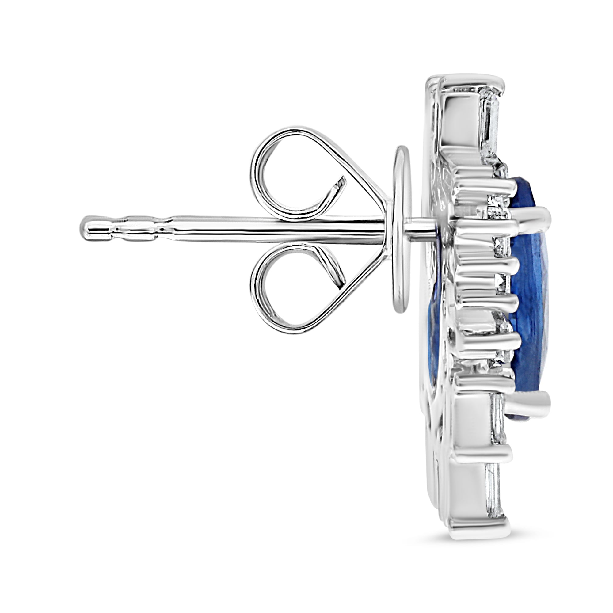 Platinum Sapphire & Baguette Diamond Cluster Earrings (2.80 tcw)