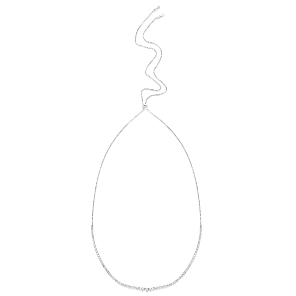 graduated diamond bolo necklace on a white background