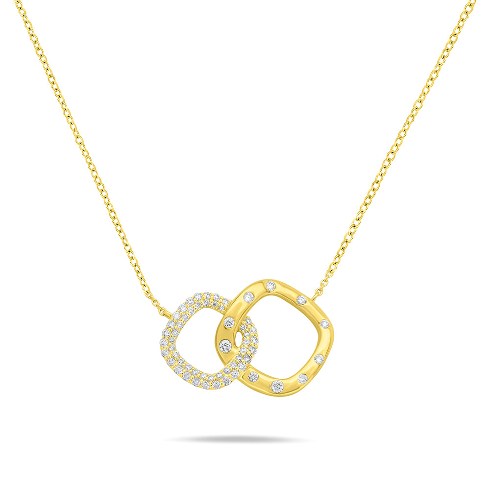 Interlocking Diamond Pendant Necklace | 14K Yellow Gold