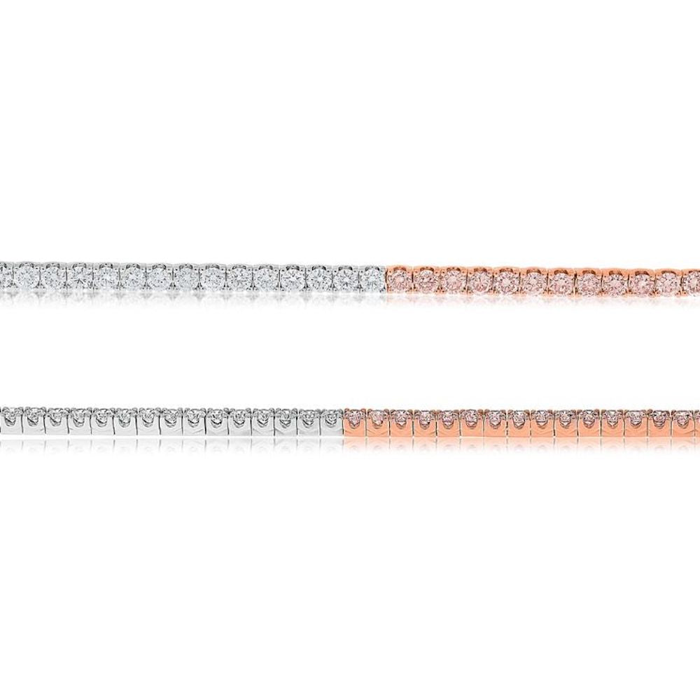 18K White & Rose Gold White and Pink Diamond Tennis Bracelet – 3.00 TCW