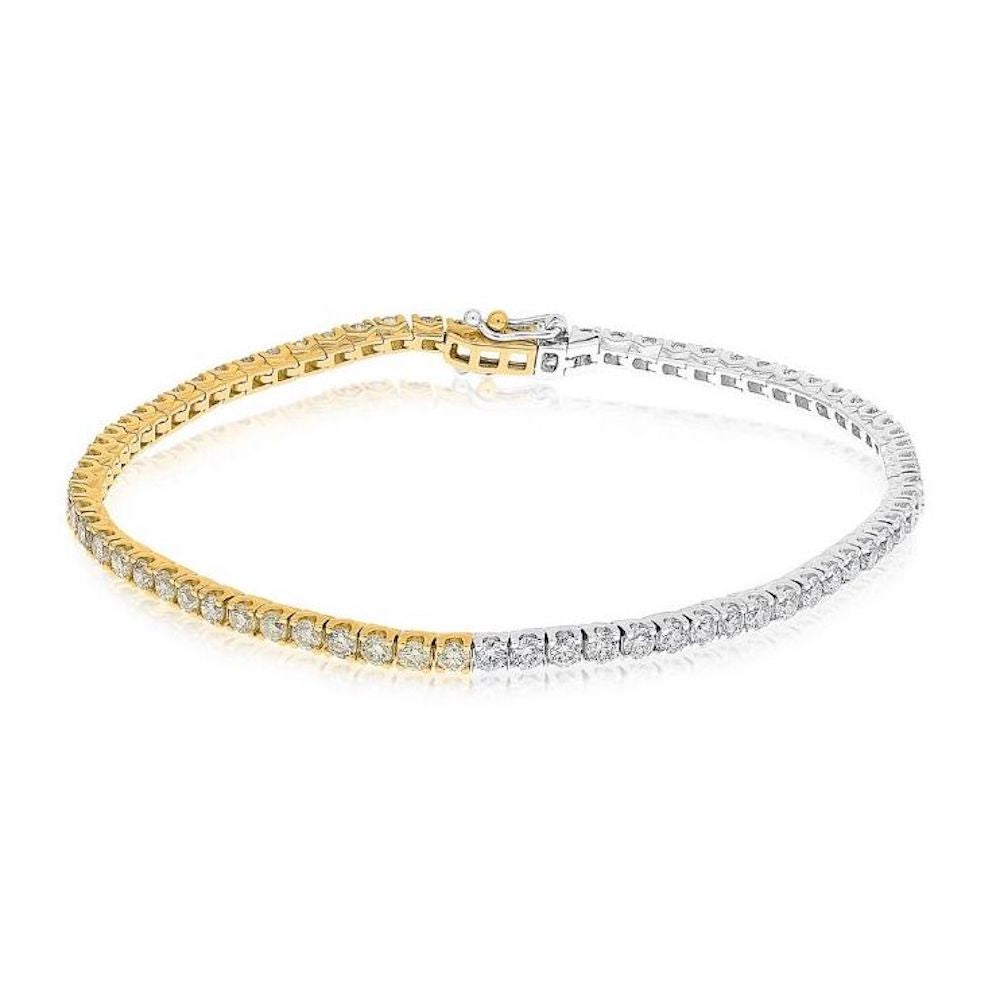 18K Yellow & White Gold Yellow and White Diamond Tennis Bracelet – 3.00 TCW