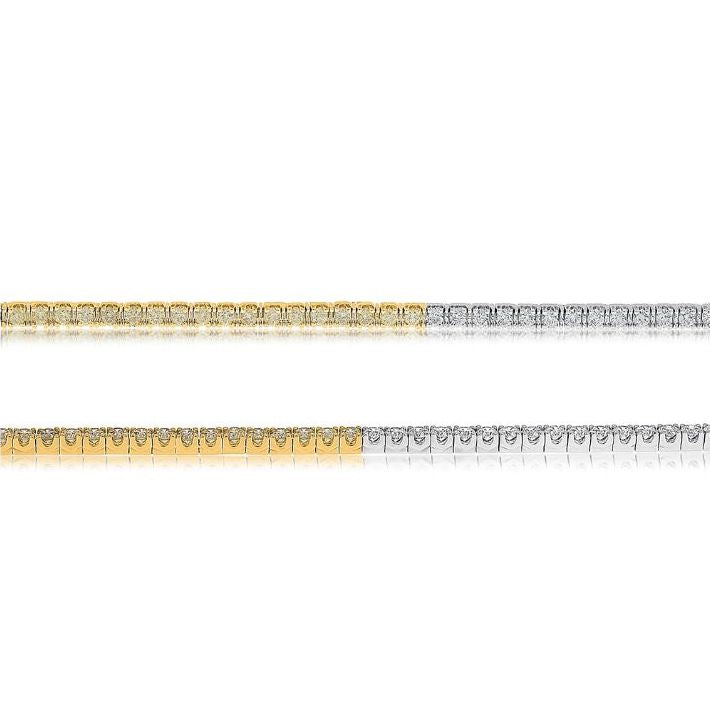 18K Yellow & White Gold Yellow and White Diamond Tennis Bracelet – 3.00 TCW