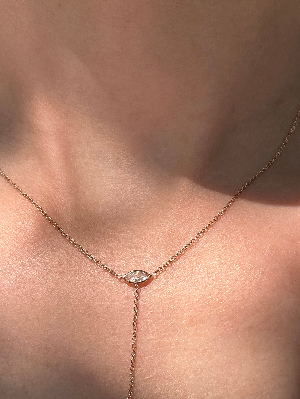 Marquise Cut Diamond Drop Necklace 14k Rose Gold | Love and Light Collection