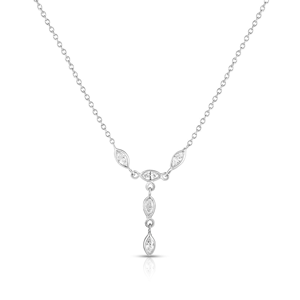 Marquise Diamond Necklace | 14k White Gold