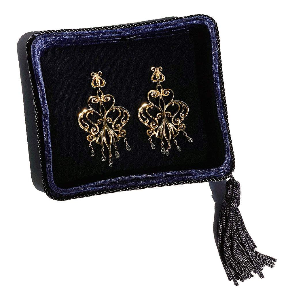 18k Gold and Diamond Marrakesh Crowning Chandeliers with Diamond Briolettes