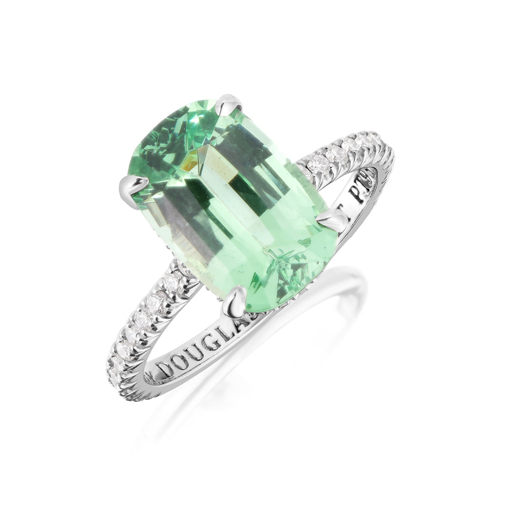 Mint Green Grossular Garnet Katherine Ring Set in Platinum