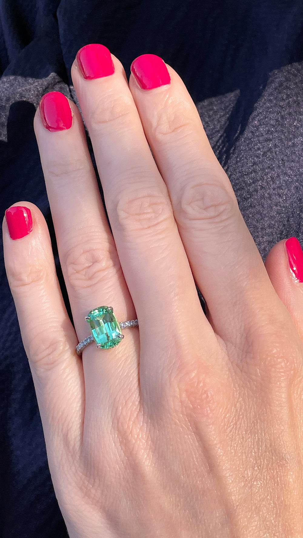 Mint Green Grossular Garnet Katherine Ring Set in Platinum