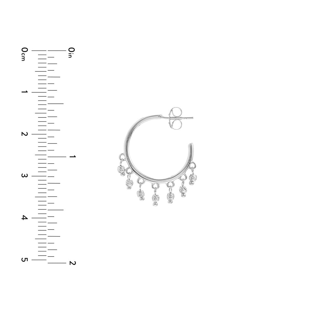 Open Hoop Beaded Earrings 14k White Gold