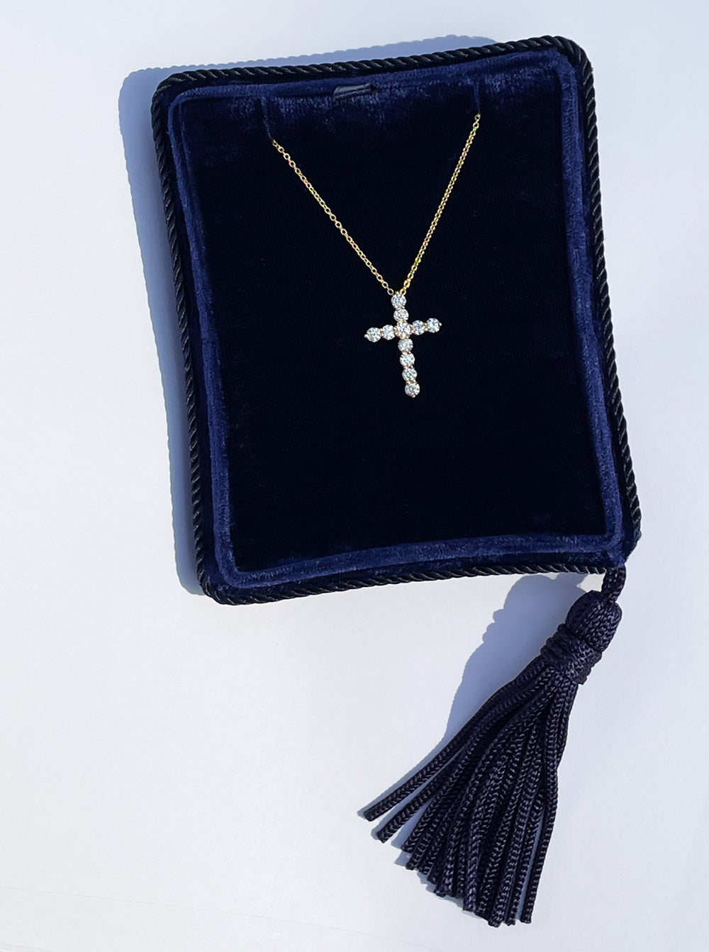 Yellow Gold and Diamond Cross Necklace