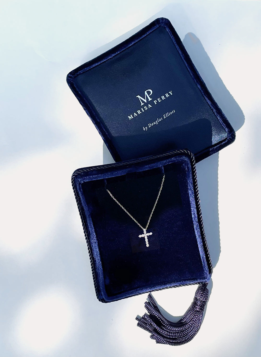 Medium Size White Gold and Diamond Cross