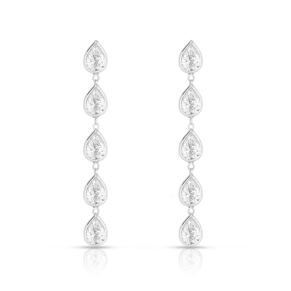 Platinum Pear-Shaped Diamond Drop Earrings (2.00 Carats Total)