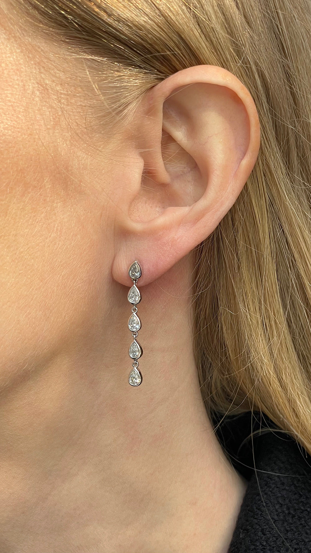 Platinum Pear-Shaped Diamond Drop Earrings (2.00 Carats Total)