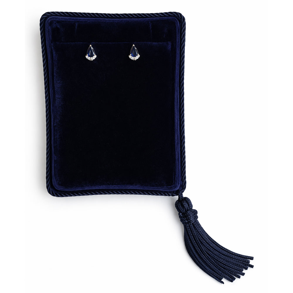 14K Yellow Gold Pear-Shaped Blue Sapphire & Diamond Stud Earrings