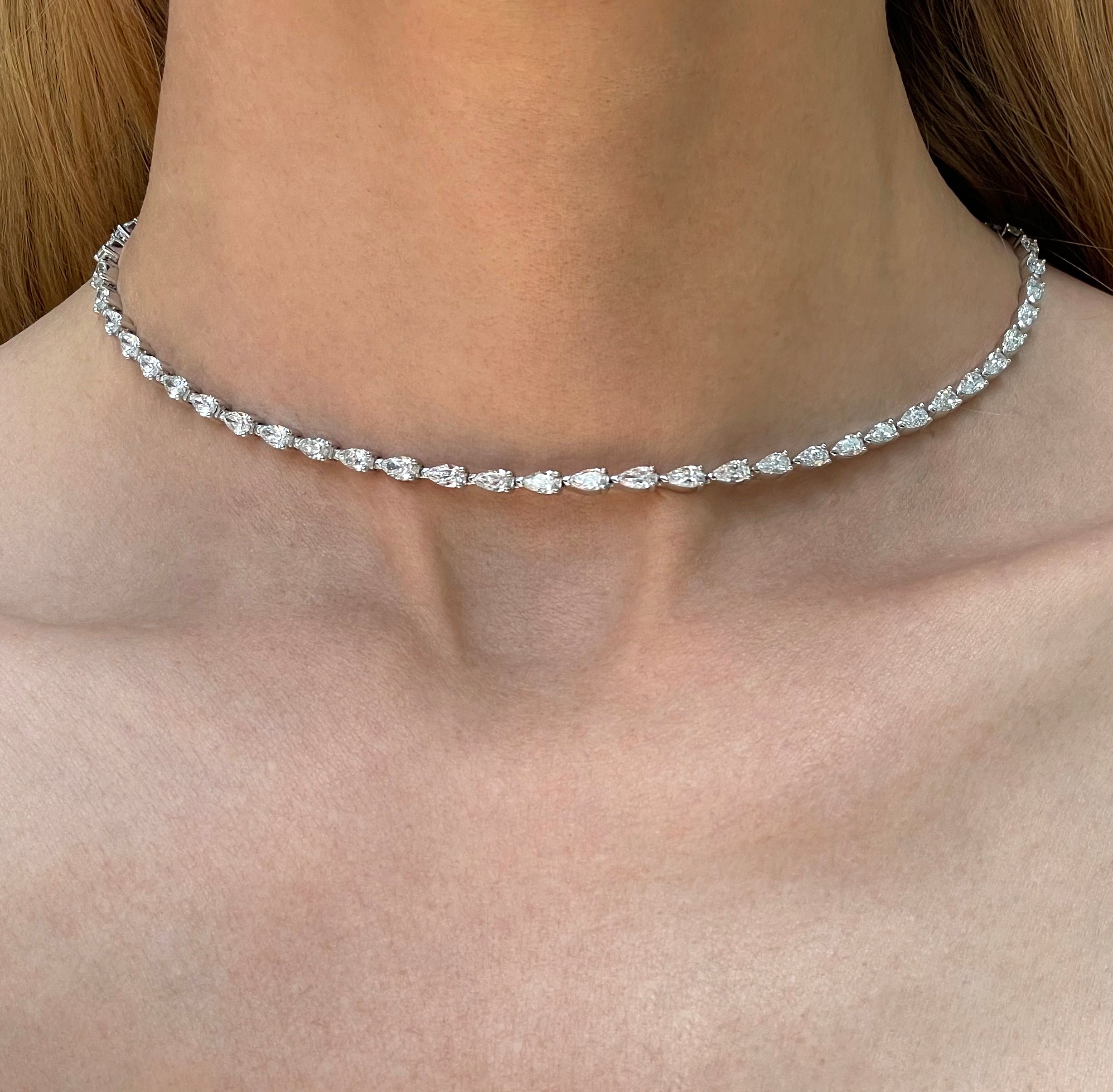 12 Carat Pear Diamond Rivière (Tennis) Necklace | Marisa Perry by Douglas Elliott