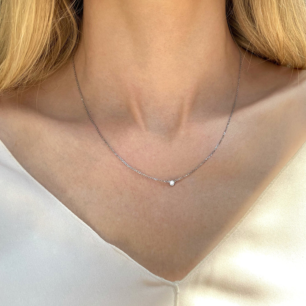 Petit Bezel Set Diamond Solitaire | 14K Yellow Gold, White Gold or Rose Gold